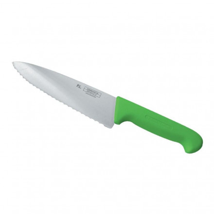 Нож PRO-Line поварской 20 см, зеленая пластиковая ручка, волнистое лезвие, P.L. Proff Cu 99002246
