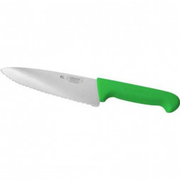 Нож PRO-Line поварской 20 см, зеленая пластиковая ручка, волнистое лезвие, P.L. Proff Cu