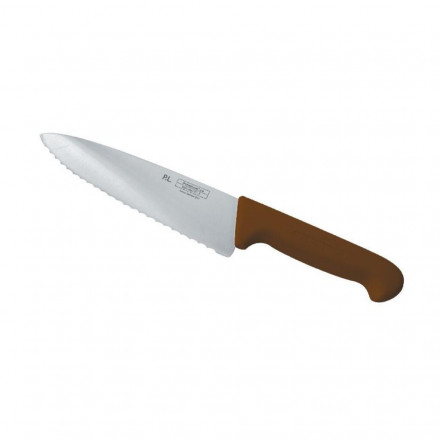 Нож PRO-Line поварской, коричневая пластиковая ручка, волнистое лезвие, 25 см, P.L. Prof 99002272