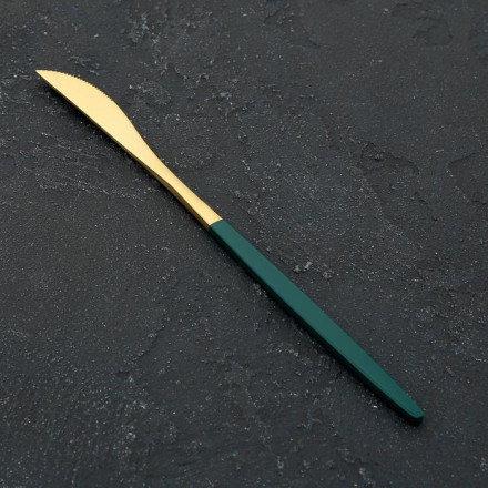 Нож столовый 22 см Magistro &quot;Блинк&quot; цвет золото, зеленая ручка, на подвесе   6988617 99612