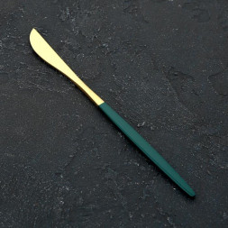 Нож столовый 22 см Magistro &quot;Блинк&quot; цвет золото, зеленая ручка, на подвесе   6988617