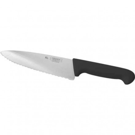 Нож PRO-Line поварской 20 см, черная пластиковая ручка, волнистое лезвие, P.L. Proff Cui 99002238
