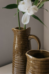 Ваза-кувшин керамический Коричневый цветок высота 28 см