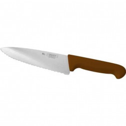 Нож PRO-Line поварской 20 см, коричневая пластиковая ручка, волнистое лезвие, P.L. Proff