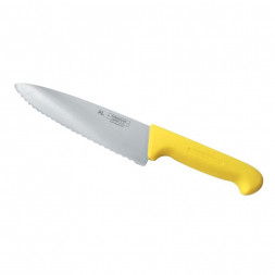 Нож PRO-Line поварской, желтая пластиковая ручка, волнистое лезвие, 25 см, P.L. Proff Cu