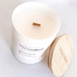 Эко-свеча, парфюмированная 250 мл, матовое стекло с деревянной крышкой Tobacco vanille