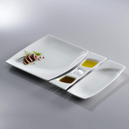 Тарелка RAK Porcelain Mazza прямоугольная, 3 секции, 32*9,5 см 81220692